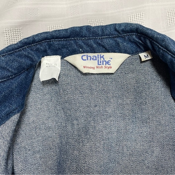 Vintage Chalk Line Mickey Mouse Denim Jacket Medium | Retro Disney Zip Up Size M - Picture 13 of 15